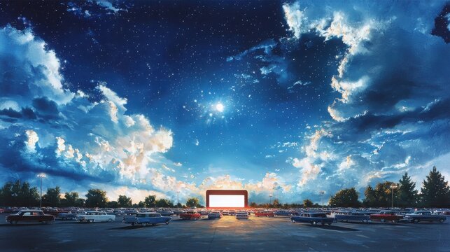 Saturday movie night at the drive-in theater an exciting outdoor cinema experience under the stars