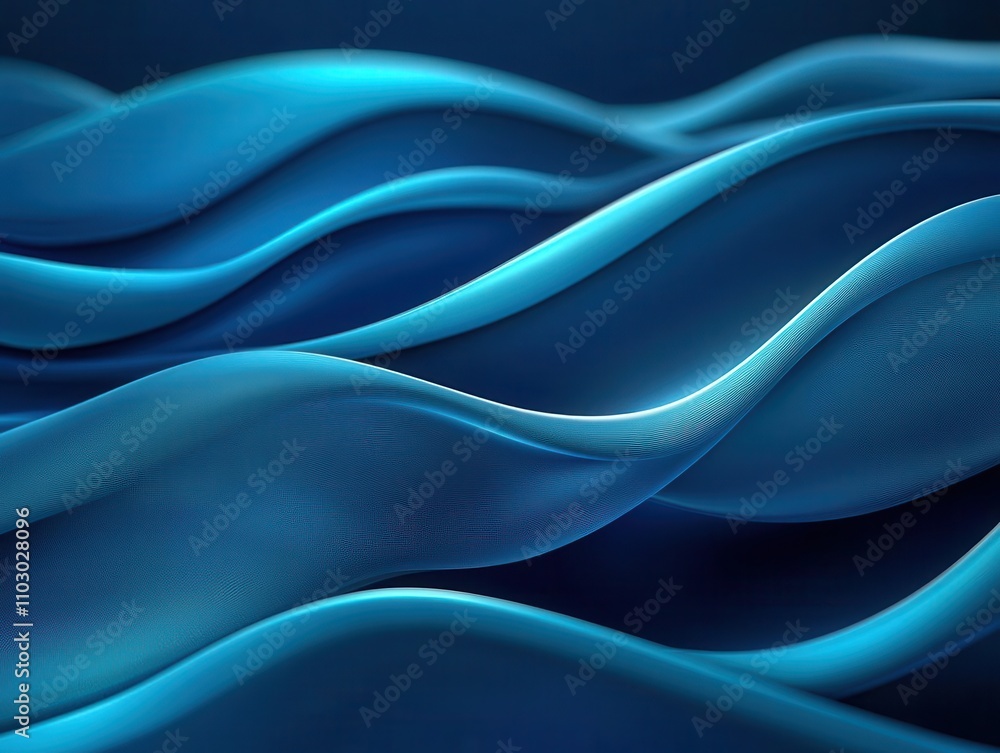 Poster a serene abstract image of flowing blue waves, creating a calming effect through smooth curves and g
