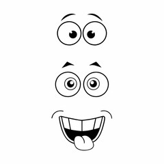 Collection Of Cartoon Facial Expression Hand drawn Icons Isolated Illustration