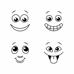 Collection Of Cartoon Facial Expression Hand drawn Icons Isolated Illustration