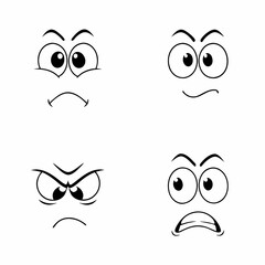 Collection Of Cartoon Facial Expression Hand drawn Icons Isolated Illustration