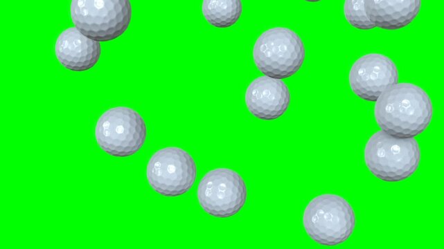 Animation of golf ball falling over the green background.