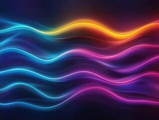 Obraz premium A vibrant display of colorful waves in shades of blue, pink, and orange, creating a dynamic and energetic abstract pattern.