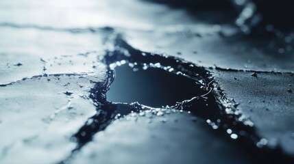 Close-up of futuristic self-repairing material showcasing its autonomous ability to mend cracks and damages in a sleek, metallic surface.