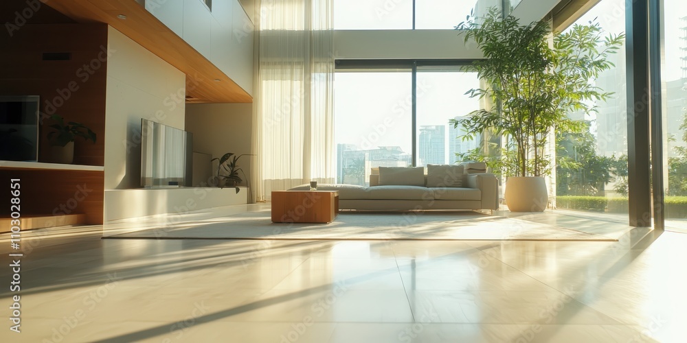 Poster transforming living spaces smart home technology integration in filtered neutral environments for mo