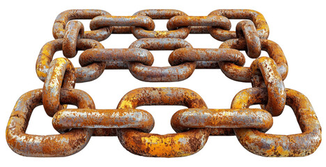 Fototapeta premium Rusty Metal Chain Links Interconnected Industrial Strength Texture