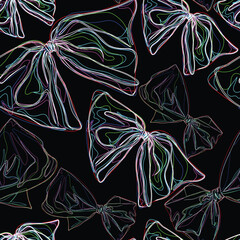 A dynamic seamless pattern featuring bold, glowing neon colors intertwined in fluid, futuristic shapes, perfect for modern designs