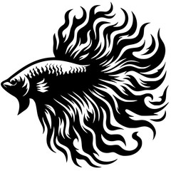 Fire Betta Fish Silhouette