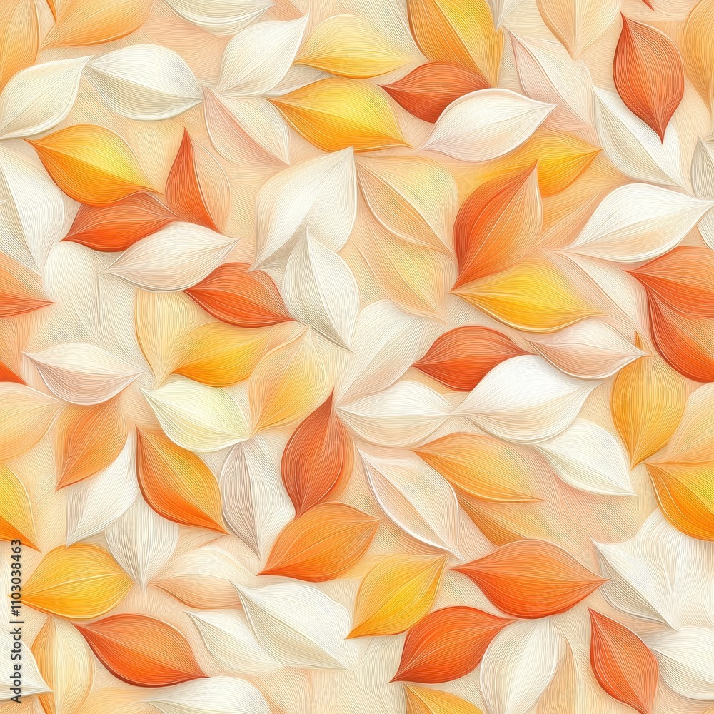Poster a textured pattern of overlapping orange, yellow, and white leaves, creating a warm and inviting aut
