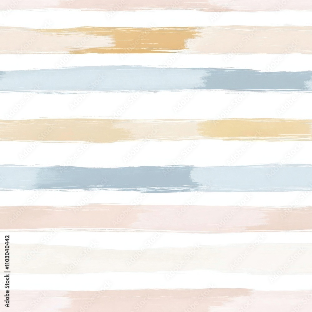 Poster a soft, watercolor-inspired pattern featuring horizontal stripes in pastel colors, creating a calmin