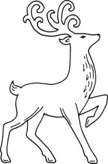 Deer drawing. Winter wood animal. Christmas fauna