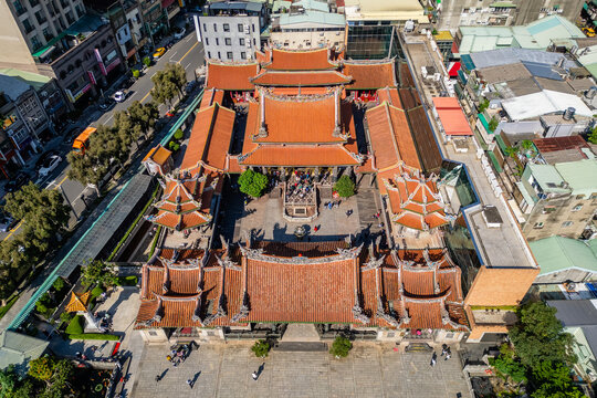 Aerial view of Manka Lungshan Temple located in Taipei city, Taiwan