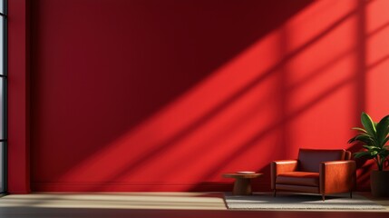 Stylish Living Room with Bold Red Accent Wall