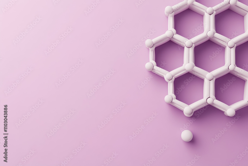 Aufkleber hexagonal molecule design, vibrant dots arranged in a captivating pattern, set against a calming bri