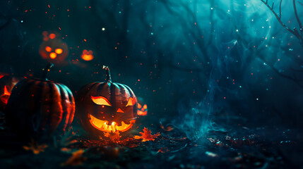 Fototapeta premium A cheerful pumpkin patch with families selecting pumpkins.