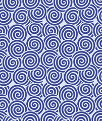 Japanese Swirl Circle Line Vector Seamless Pattern