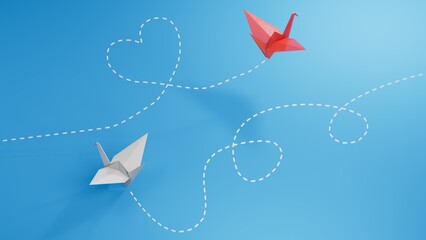 swan flying. Dash line word Love in the sky. Air swan icon. Black silhouette shape. Travel trace. Happy Valentines Day romantic card. Flat design. White background. Isolated. 3D illustration