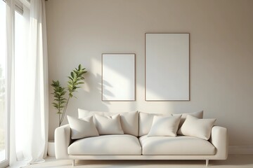 A serene and minimalist living room with textured stucco walls in a calming neutral tone