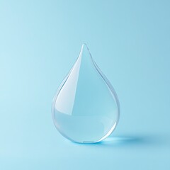 Fototapeta premium A clear drop of water is sitting on a blue background