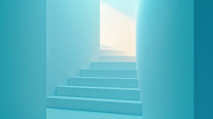 Obraz premium Minimal blue stairs blending seamlessly into a neutral wall modern interior concept showcasing elegance in simplicity and functionality