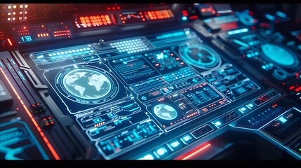 Fototapeta premium Futuristic Interface with Global Data Display