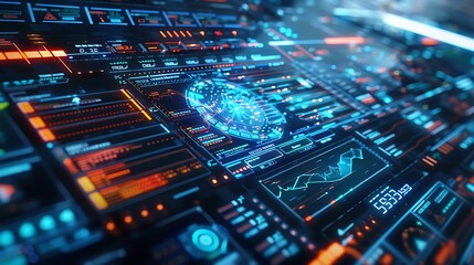 Obraz premium Futuristic Digital Interface with Glowing Lights