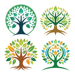 Simple tree design set vector
