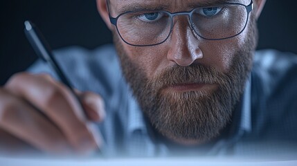 Focused individual writing notes in a calm home office environment - close-up perspective