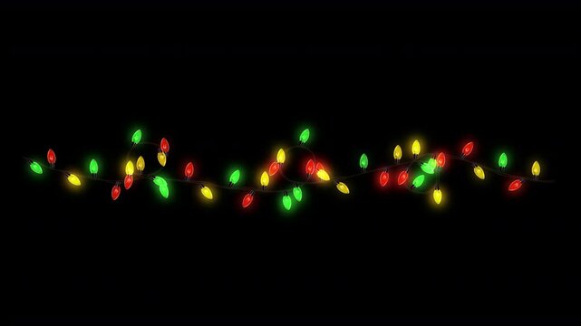 Colorful Holidays Party Lights String Overlay Element with Alpha Channel