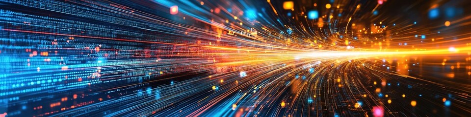 High-speed digital data stream on highway concept