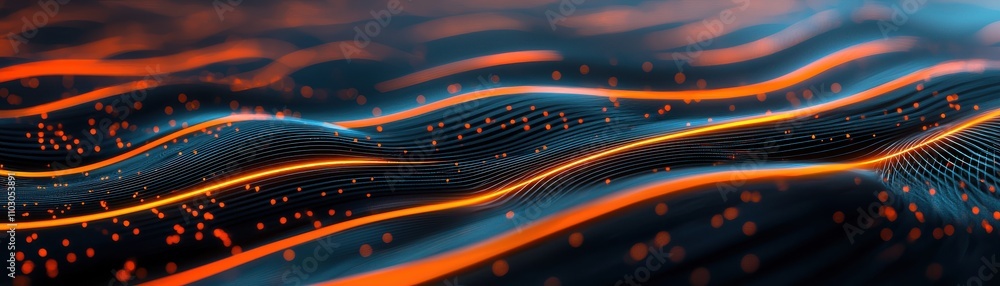 Aufkleber a vibrant abstract representation of flowing waves, featuring dynamic colors of blue and orange, cre