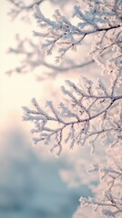 Fototapeta premium Frosty Winter Branches Nature s Delicate Ice Crystals