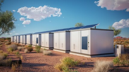 Obraz premium Sustainable Solar Energy Storage Desert Landscape Power