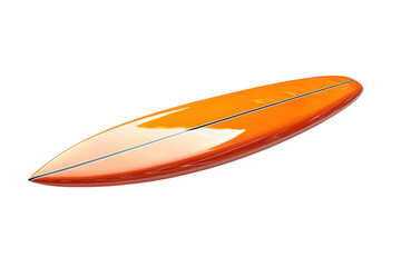 Bright orange surfboard resting on a clean white surface, displaying sleek design and vibrant color - Powered by Adobe