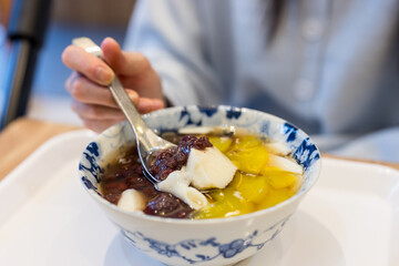 Traditional Taiwanese tofu pudding with colorful jelly