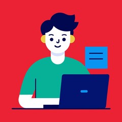 person working on laptop illustration