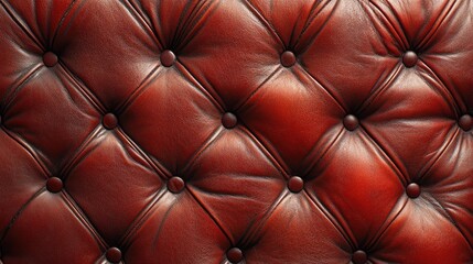 Fototapeta premium Richly textured deep red leather background with tufted detailing and glossy finish, perfect for adding a touch of elegance to designs.