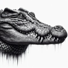 Obraz premium Majestic crocodile Portrait, Canine Art, white background, minimalist