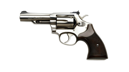 Old Silver Revolver on Transparent Background