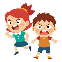 angry kids illustration.