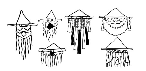 Macramé Hand-Drawn Set | Doodle Vector for Craft Designs