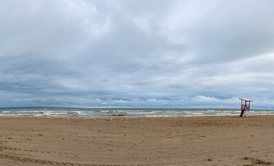 Panoramic view of Scarborough Bluffs Beach in Toronto.