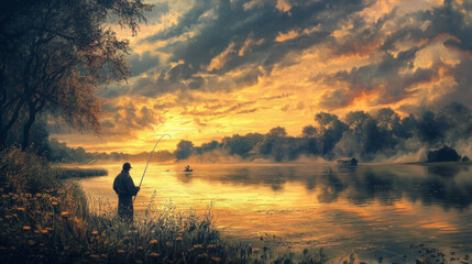 "Fishing Boat at Sunrise: Tranquil Morning on the Water"

