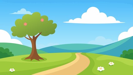 Obraz premium Cheerful Cartoon Nature Scene