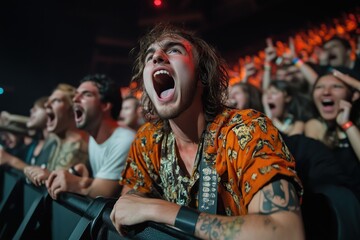 Fototapeta premium Energetic Fan Cheering at a Live Music Concert