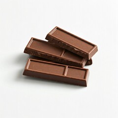 close up of chocolate bars stacked on a white background