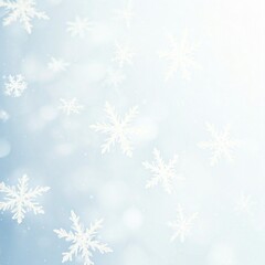 abstract white snowflakes falling on a light blue winter background