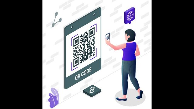 Scanning QR-Code with mobile phone,pays with qr code, contactless payment