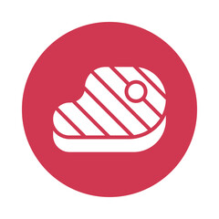 Steak vector gylph Circle Icon. Eps 10 file