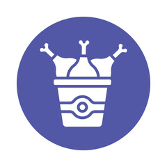 Bucket Chicken vector gylph Circle Icon. Eps 10 file